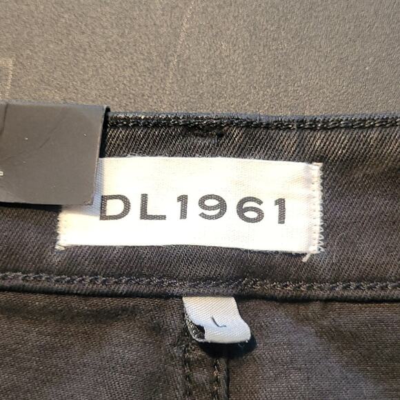 DL1961 Sandra Night Shine Black Coated Lace‑Up Denim Mini Skirt L NWT - Picture 8 of 16